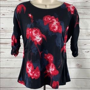 Alfani Petite Floral 3/4 Sleeve Blouse Top PM
